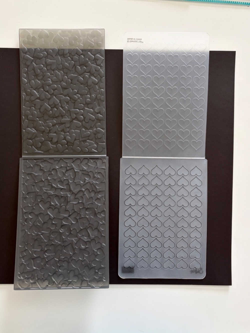 5 Craft Embossing Folder Lot – Hearts, Flowers, Butterflies & Honeycomb